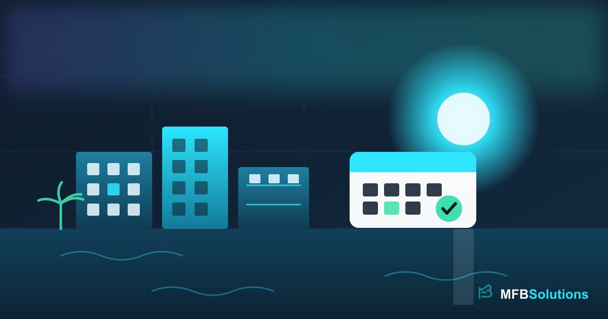 Ilustracija apartmana uz more s karticom online rezervacije u MFB stilu