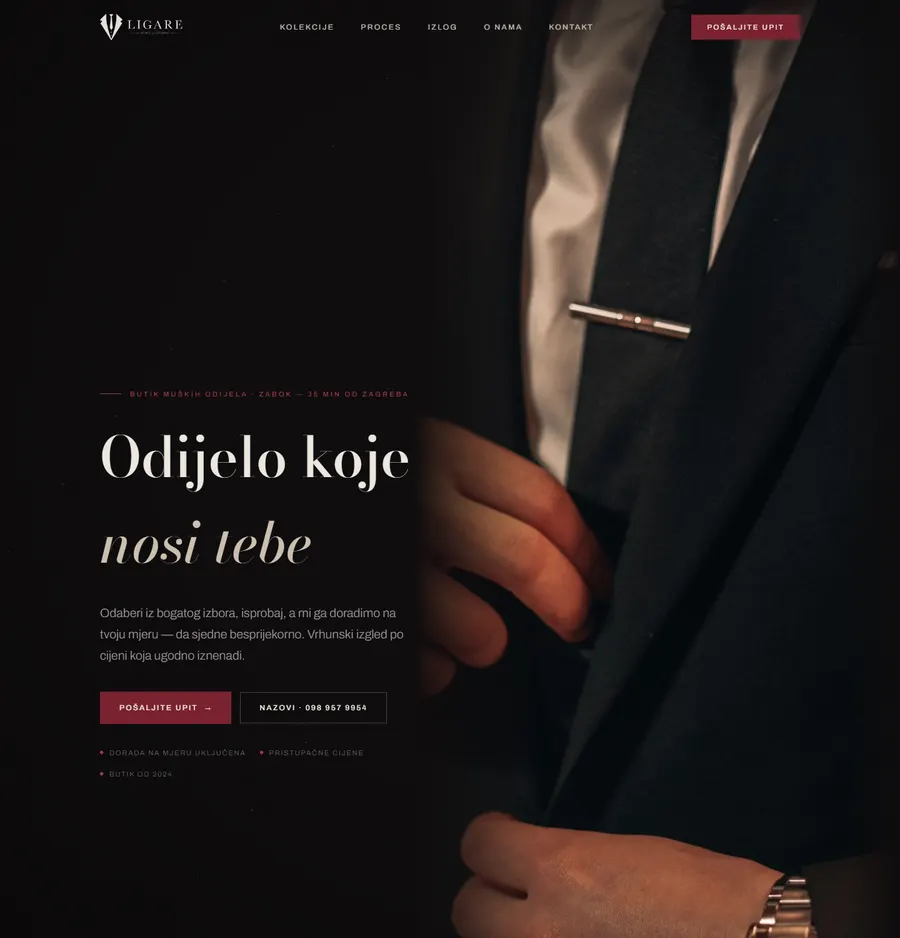 Homepage of the Ligare website