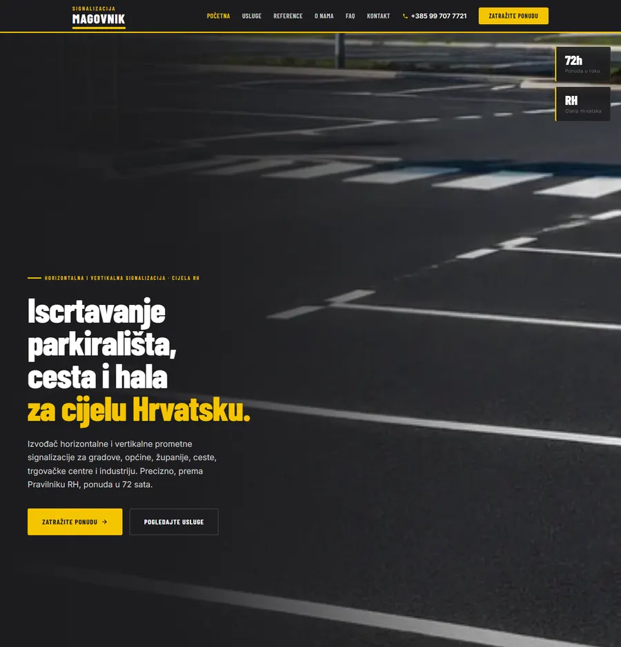 Homepage of the Signalizacija Magovnik website